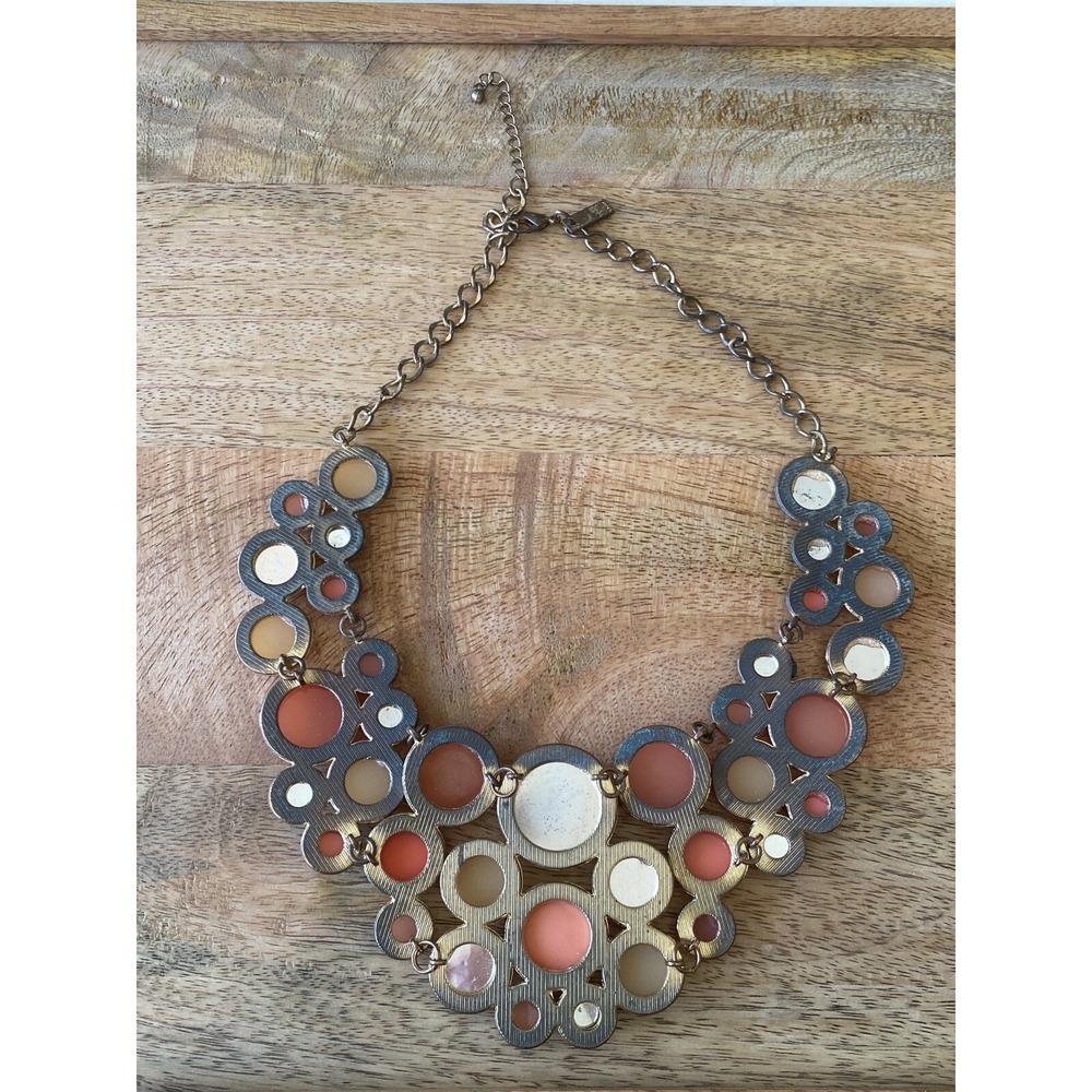 INC Statement Necklace In Pink Yellow And Gold Stones - Picture 4 of 5